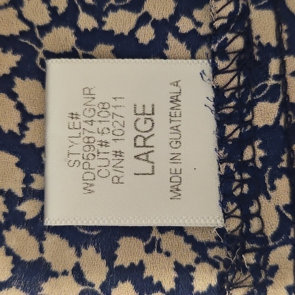 Harlowe & Graham Navy Floral Ruffle Neck Tunic Blouse Size L Boho Romantic Boho - Picture 8 of 11